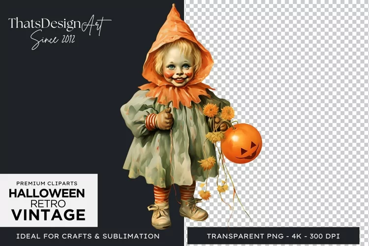 Retro Halloween Clipart PNG for sublimation