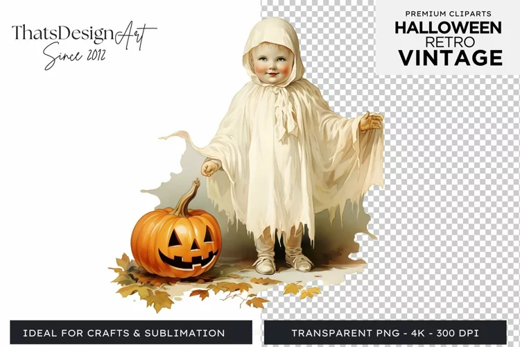 Retro Halloween Clipart PNG for sublimation