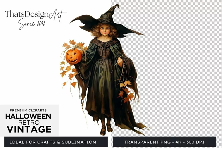 Retro Halloween Clipart PNG for sublimation