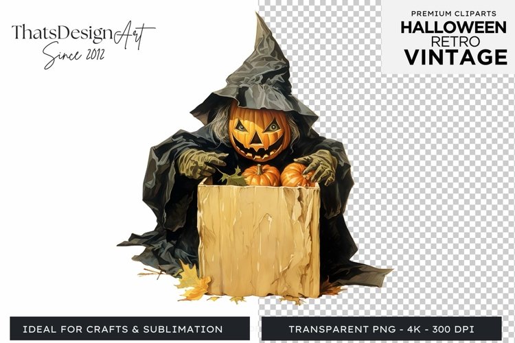 Retro Halloween Clipart PNG for sublimation
