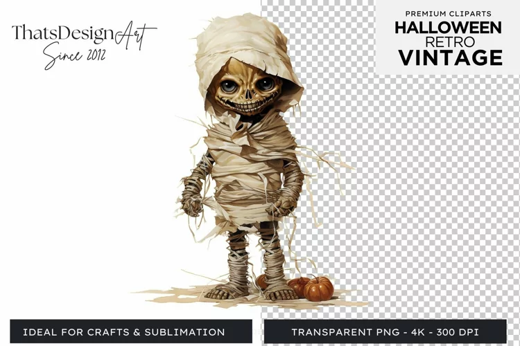 Retro Halloween Clipart PNG for sublimation