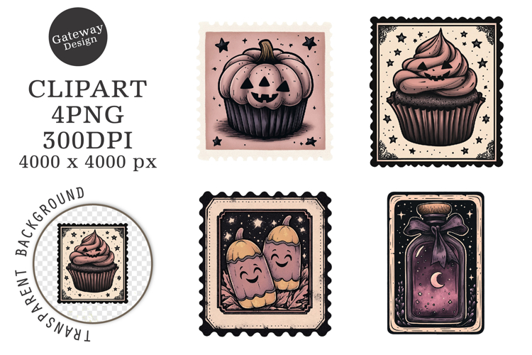 Retro Halloween Stamp Clipart