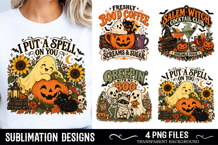 Retro halloween sublimation , Spooky clipart example image 1