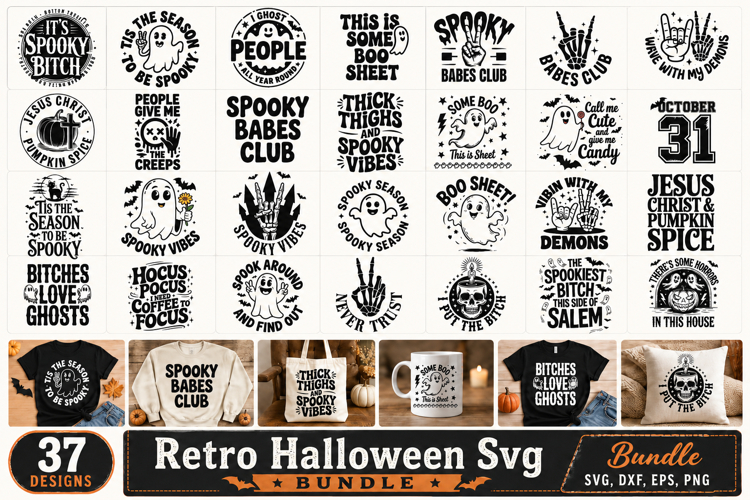 Retro Halloween Svg Bundle
