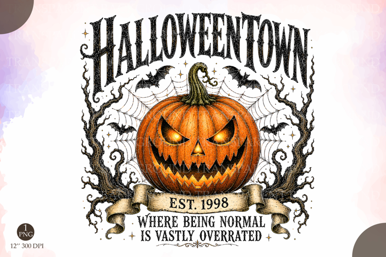 Retro Halloween Town Png,Vintage Spooky Pumpkin Sublimation