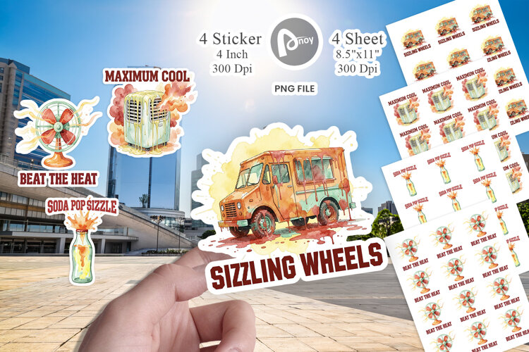 Retro Heatwave Survival Sticker example image 1