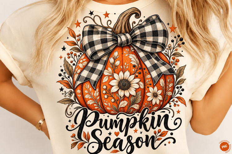 Pumpkin Season PNG, Vintage Floral Pumpkin Design