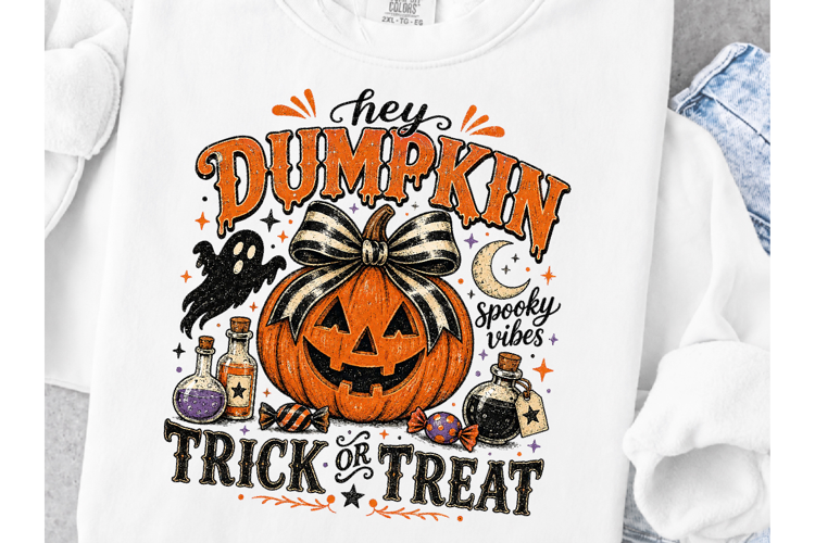 Retro Hey Pumpkin Png, Trendy Fall, Girly Halloween Png