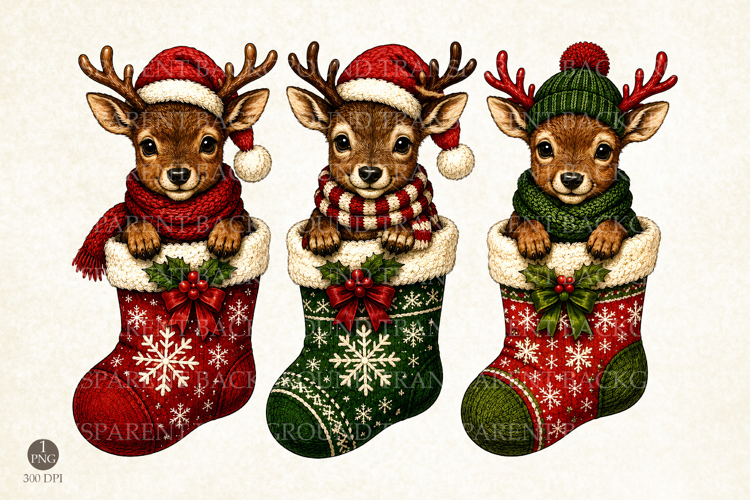 Retro Holiday Reindeer Sublimation, Baby Deer Winter Graphic