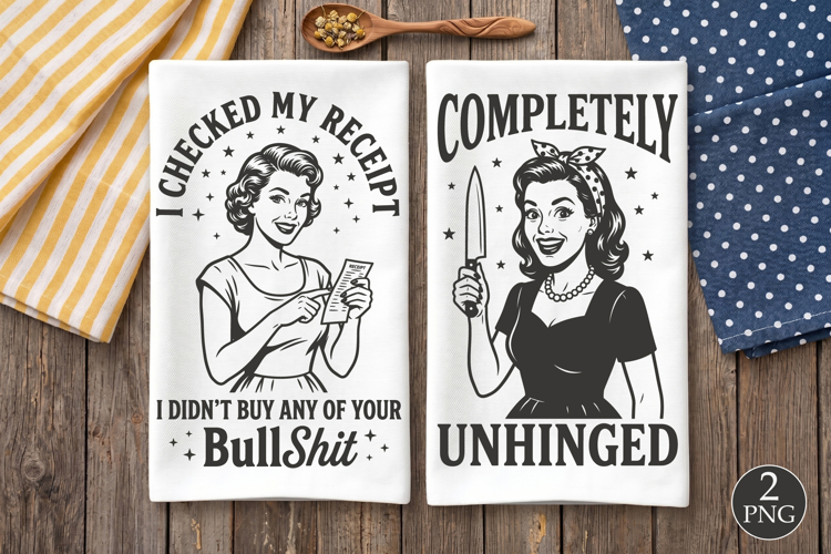 Retro Housewife Towel PNG, Sublimation Design