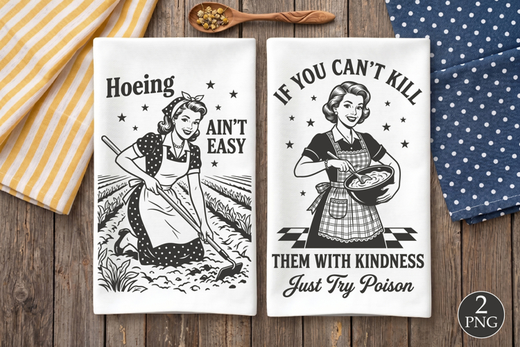 Retro Housewife Towel Sublimation Design