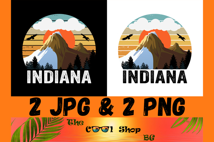 Retro Indiana Vintage Sublimation Png, Indiana Sunset Png example image 1