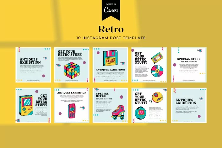 Retro Instagram Post, Canva Templates