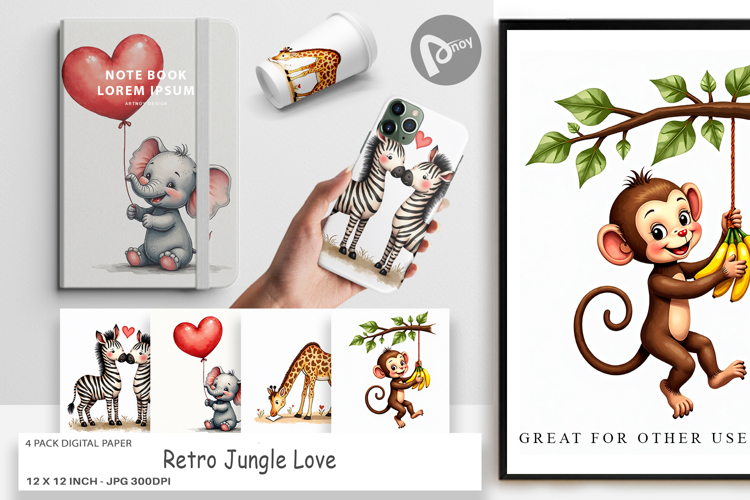 Jungle Love Valentine Digital Paper