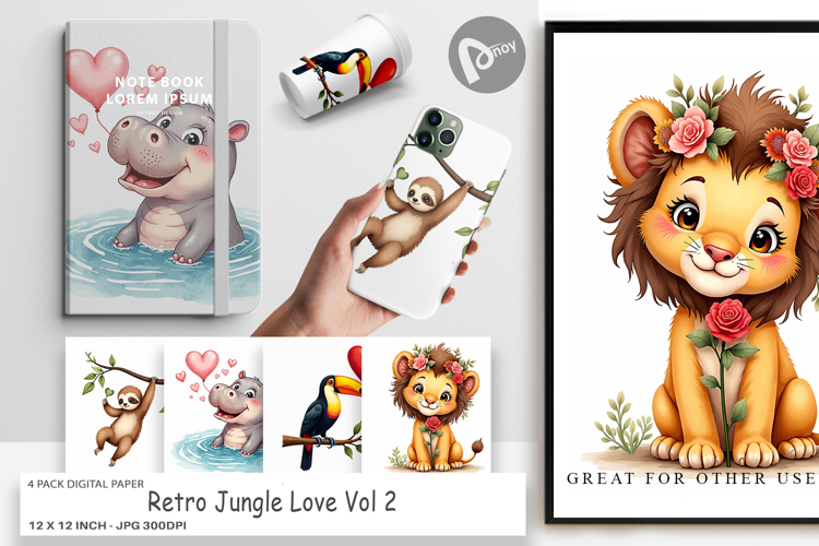 Jungle Love Valentine Digital Paper