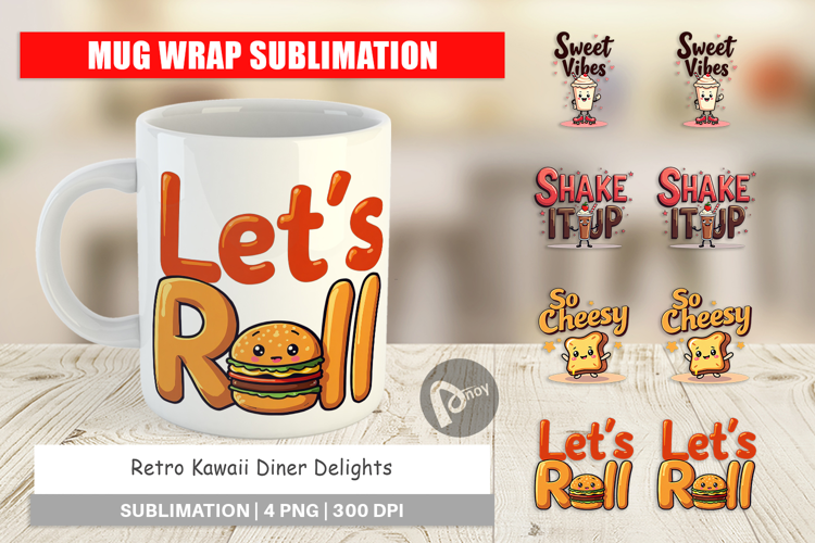 Retro Diner Delights Mug Wrap
