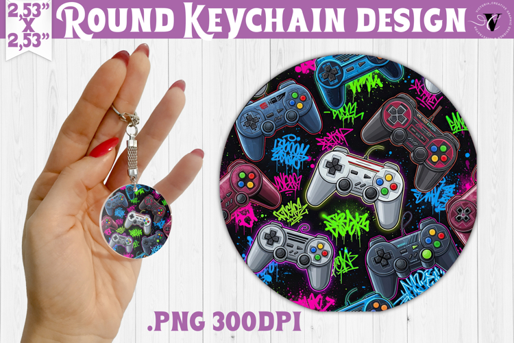 Vintage vibe Round keychain | 90s graffiti style and neon