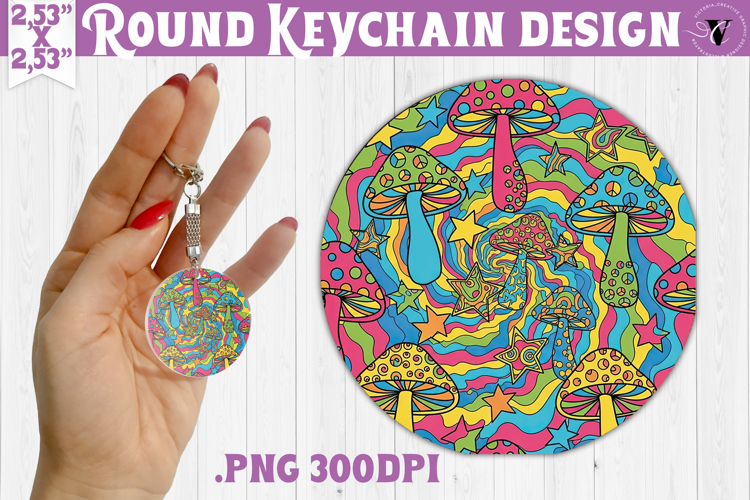 Vintage vibe Round keychain | Retro psychedelic pattern