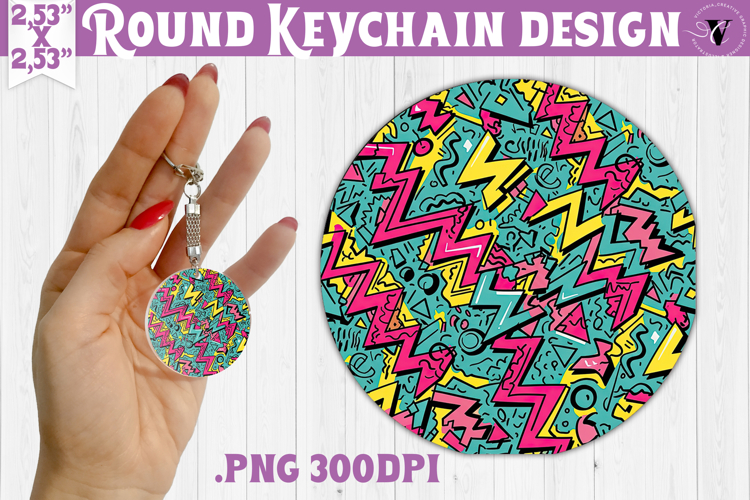 Vintage vibe Round keychain | 90s graffiti style and neon