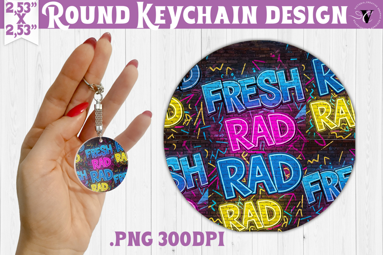 Vintage vibe Round keychain | 90s graffiti style and neon