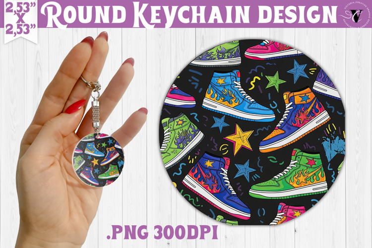Vintage vibe Round keychain | 90s graffiti style and neon