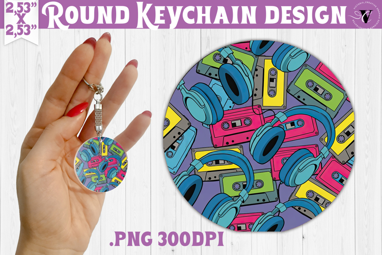 Vintage vibe Round keychain | 90s graffiti style and neon