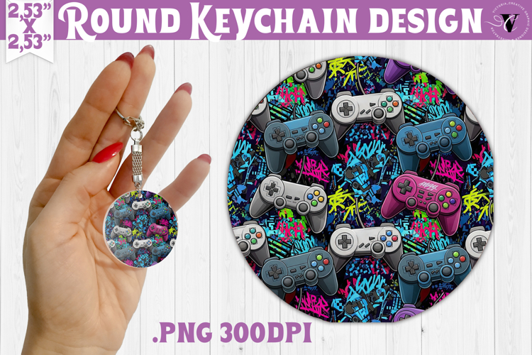 Vintage vibe Round keychain | 90s graffiti style and neon