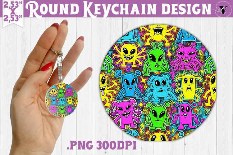 Vintage vibe Round keychain | 90s graffiti style and neon