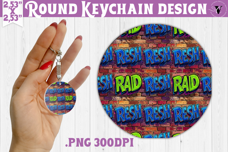 Vintage vibe Round keychain | 90s graffiti style and neon