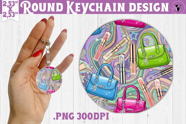 Vintage vibe Round keychain | Y2K glamorous style example image 1