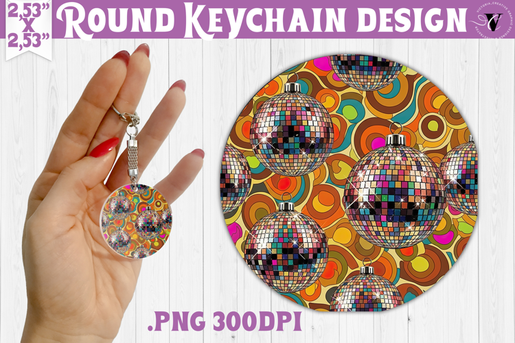 Vintage vibe Round keychain | Retro psychedelic pattern