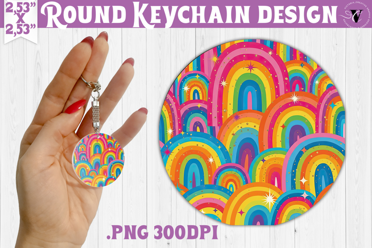Vintage vibe Round keychain | Retro psychedelic pattern