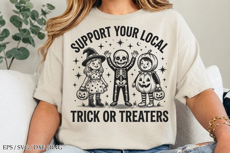 Retro Kids Halloween SVG PNG, Support Local Trick or Treater