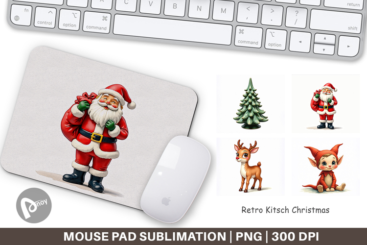 Retro Kitsch Christmas Mouse Pad