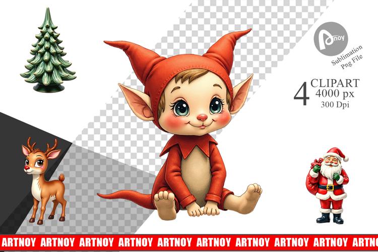 Retro Kitsch Christmas Clipart