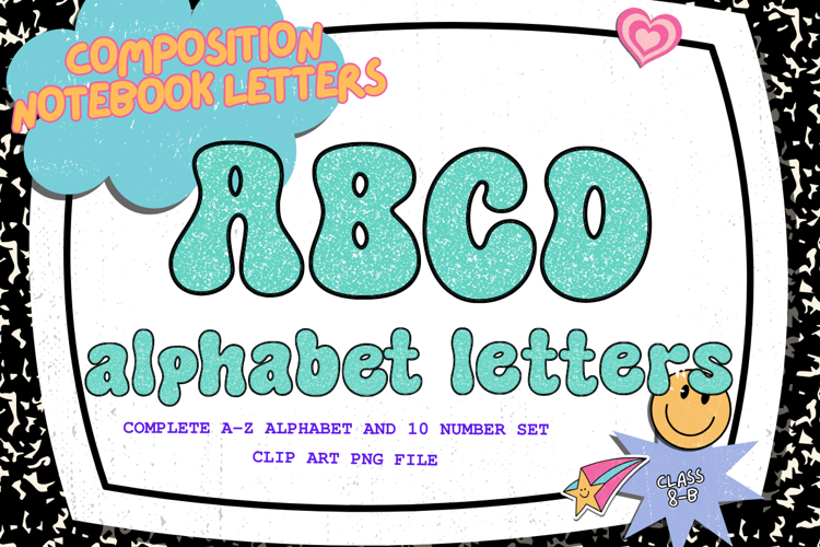 Composition Notebook Alphabet Back To School Retro Letters