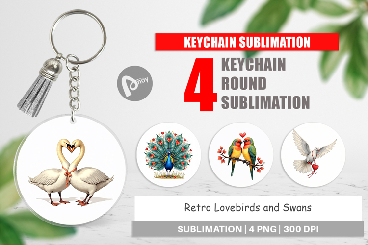 Valentine Lovebirds Keychain