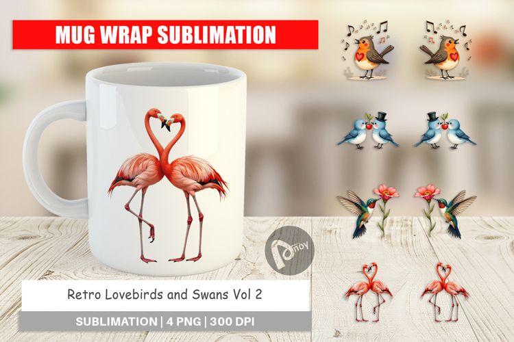 Valentine Lovebirds Mug Wrap