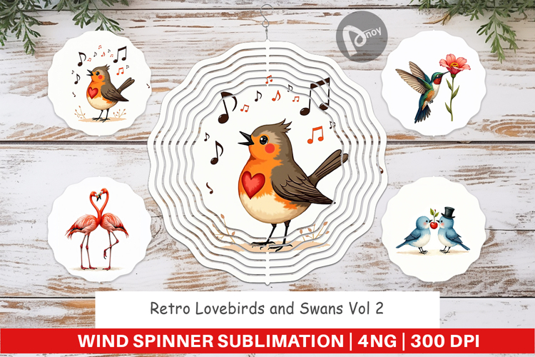 Valentine Lovebirds Wind Spinner