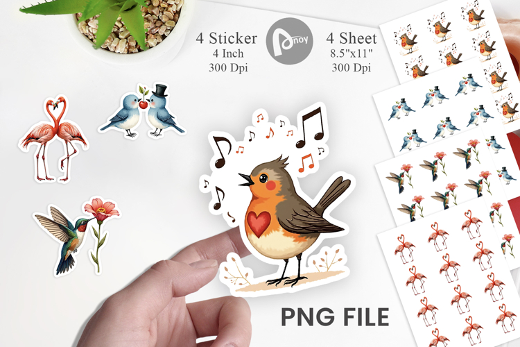 Valentine Lovebirds Sticker