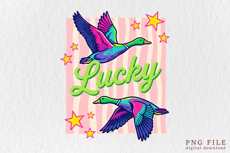 Retro Lucky Duck Summer PNG