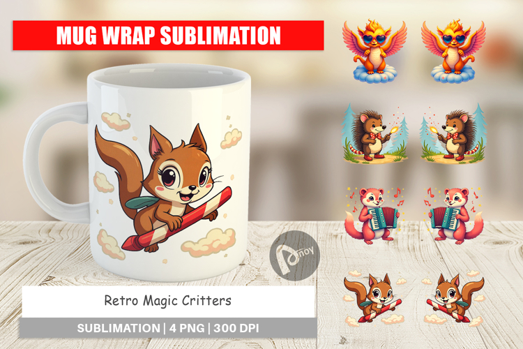 Mug Wrap Retro Magic Critters