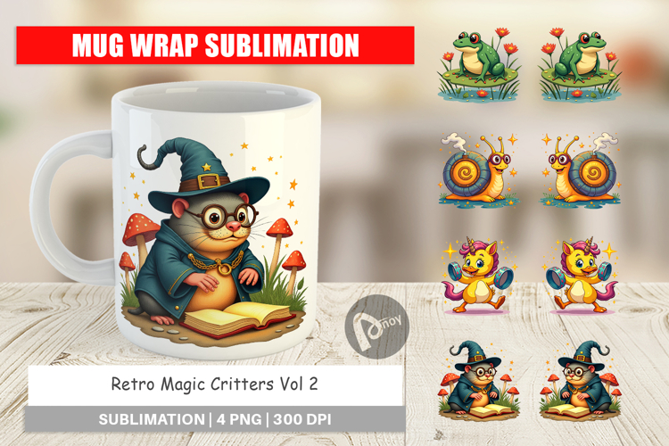 Mug Wrap Retro Magic Critters