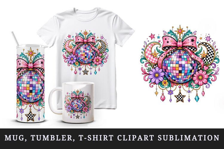 Retro tumbler, mug wrap, clipart sublimation design example image 1