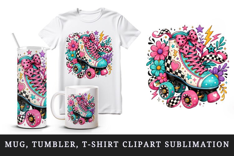 Retro tumbler, mug wrap, clipart sublimation design example image 1