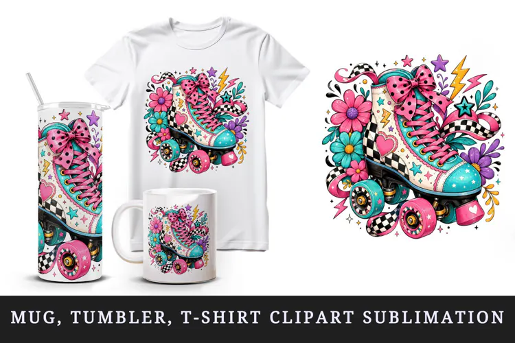 Retro tumbler, mug wrap, clipart sublimation design