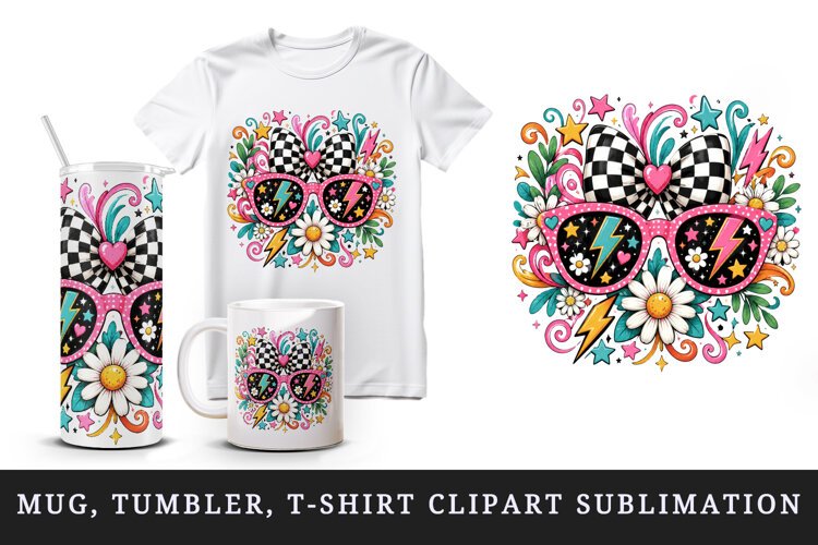 Retro tumbler, mug wrap, clipart sublimation design example image 1