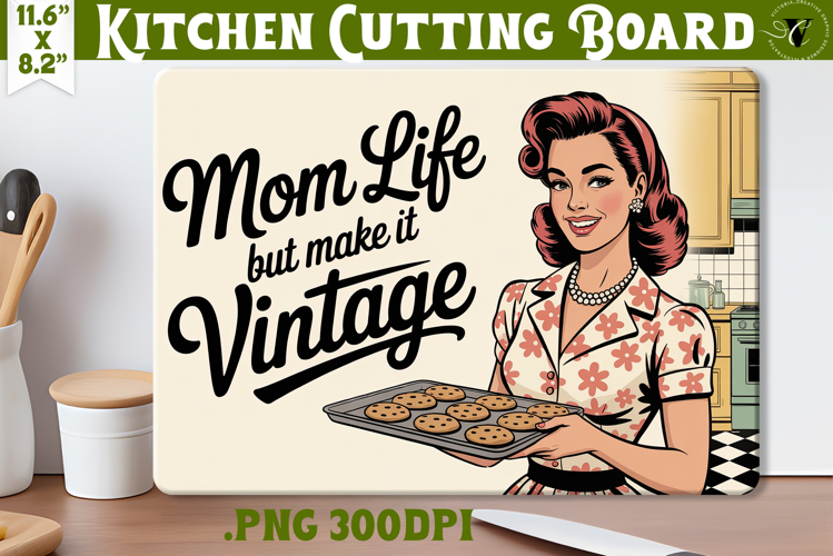 Retro Mom Cutting Board | Funny Mom Kitchen decor