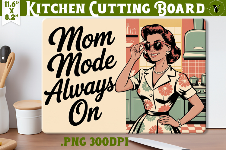Retro Mom Cutting Board | Funny Mom Kitchen decor