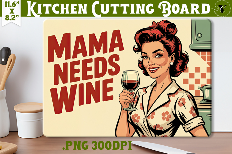 Retro Mom Cutting Board | Funny Mom Kitchen decor